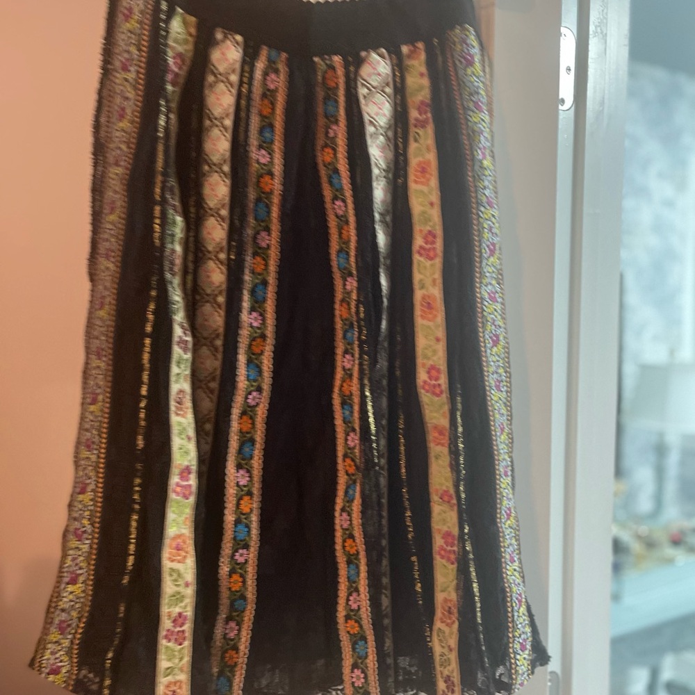 Floral Embroidered Black Skirt